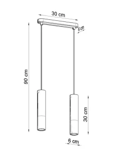 LED Hängeleuchte Schwarz Beton BORGIO - 2 x GU10 Fassung - exkl. LED's