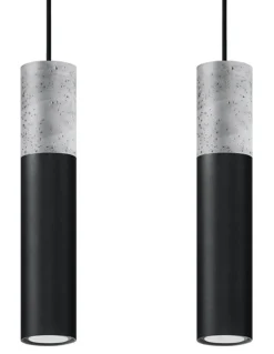 LED Hängeleuchte Schwarz Beton BORGIO - 2 x GU10 Fassung - exkl. LED's