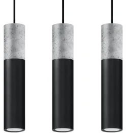 LED Hängeleuchte Schwarz Beton BORGIO - 3 x GU10 Fassung - exkl. LED's