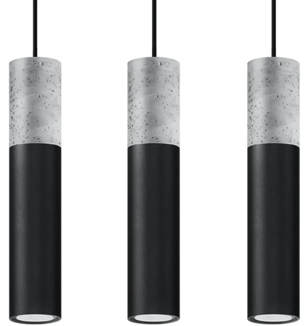 LED Hängeleuchte Schwarz Beton BORGIO - 3 x GU10 Fassung - exkl. LED's