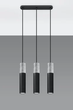 LED Hängeleuchte Schwarz Beton BORGIO - 3 x GU10 Fassung - exkl. LED's