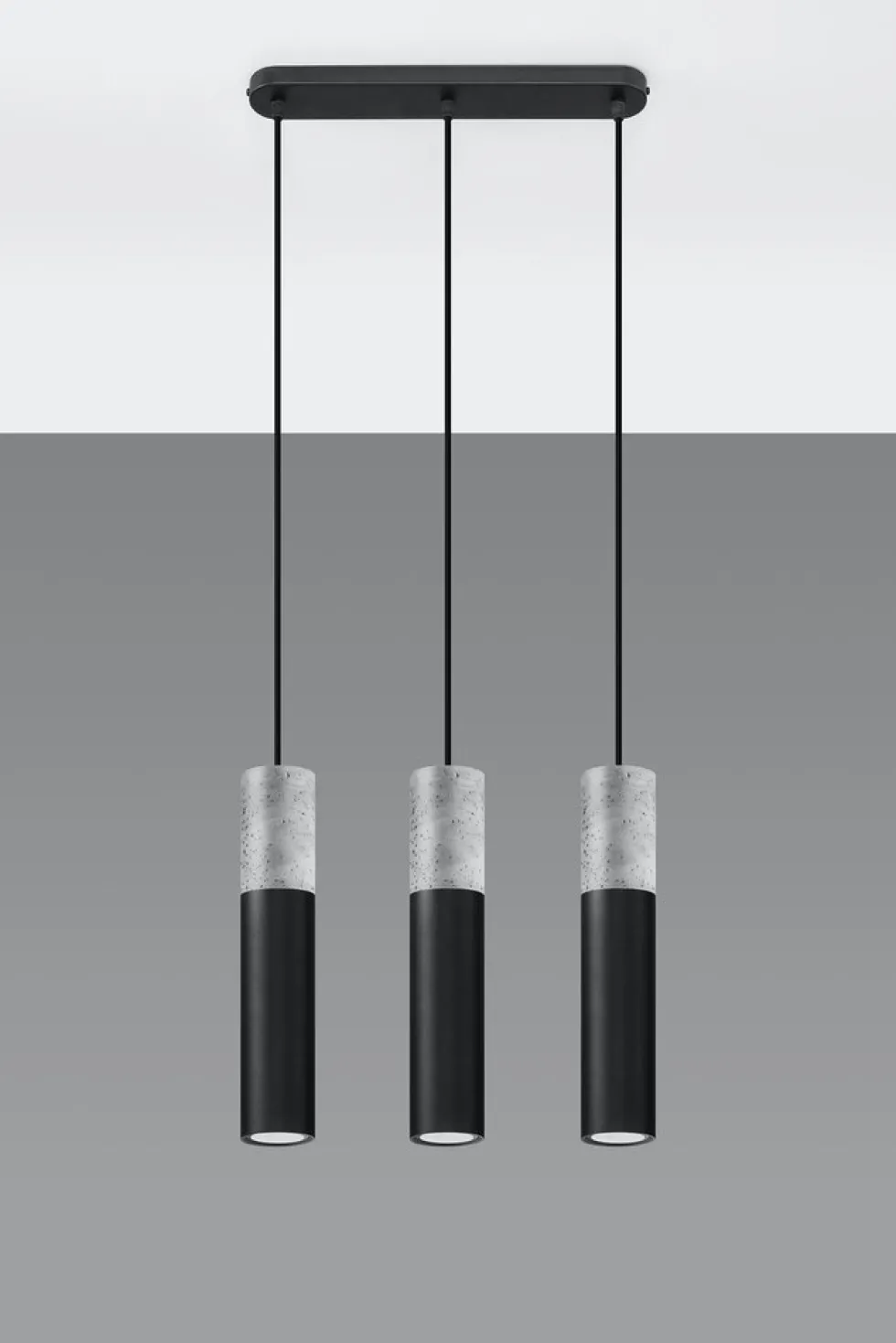 LED Hängeleuchte Schwarz Beton BORGIO - 3 x GU10 Fassung - exkl. LED's