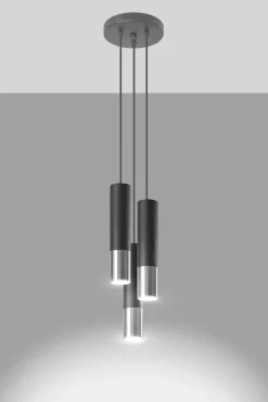 LED Hängeleuchte Schwarz Chrom LOOPEZ - 3 x GU10 Fassung - exkl. LED's