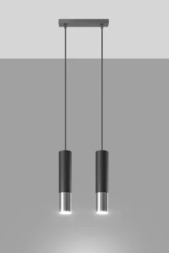 LED Hängeleuchte Schwarz Chrom LOOPEZ - 2 x GU10 Fassung - exkl. LED's