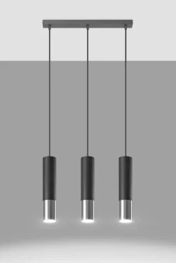 LED Hängeleuchte Schwarz Chrom LOOPEZ - 3 x GU10 Fassung - exkl. LED's