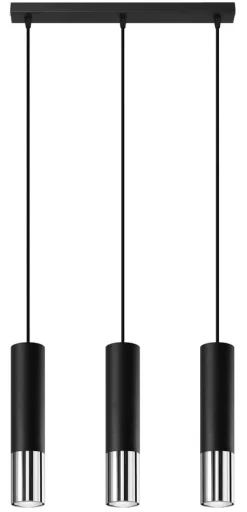 LED Hängeleuchte Schwarz Chrom LOOPEZ - 3 x GU10 Fassung - exkl. LED's