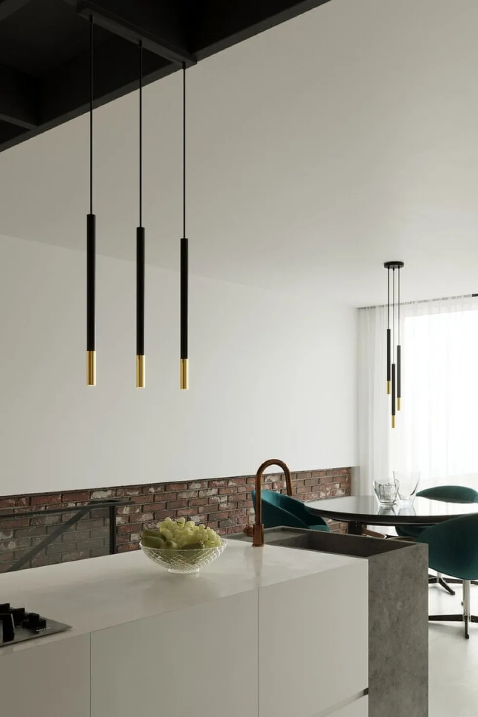 LED Hängeleuchte Schwarz Gold MOZAICA - 1 x G9 Fassung - exkl. LED's