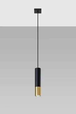 LED Hängeleuchte Schwarz Gold LOOPEZ - 1 x GU10 Fassung - exkl. LED's