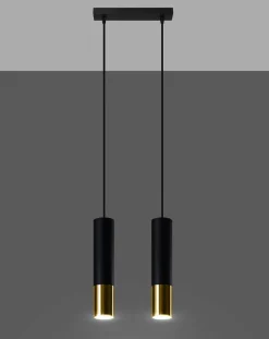 LED Hängeleuchte Schwarz Gold LOOPEZ - 2 x GU10 Fassung - exkl. LED's