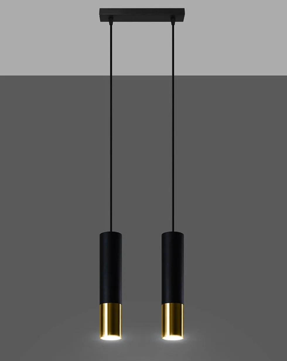 LED Hängeleuchte Schwarz Gold LOOPEZ - 2 x GU10 Fassung - exkl. LED's