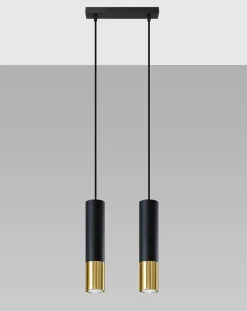 LED Hängeleuchte Schwarz Gold LOOPEZ - 2 x GU10 Fassung - exkl. LED's
