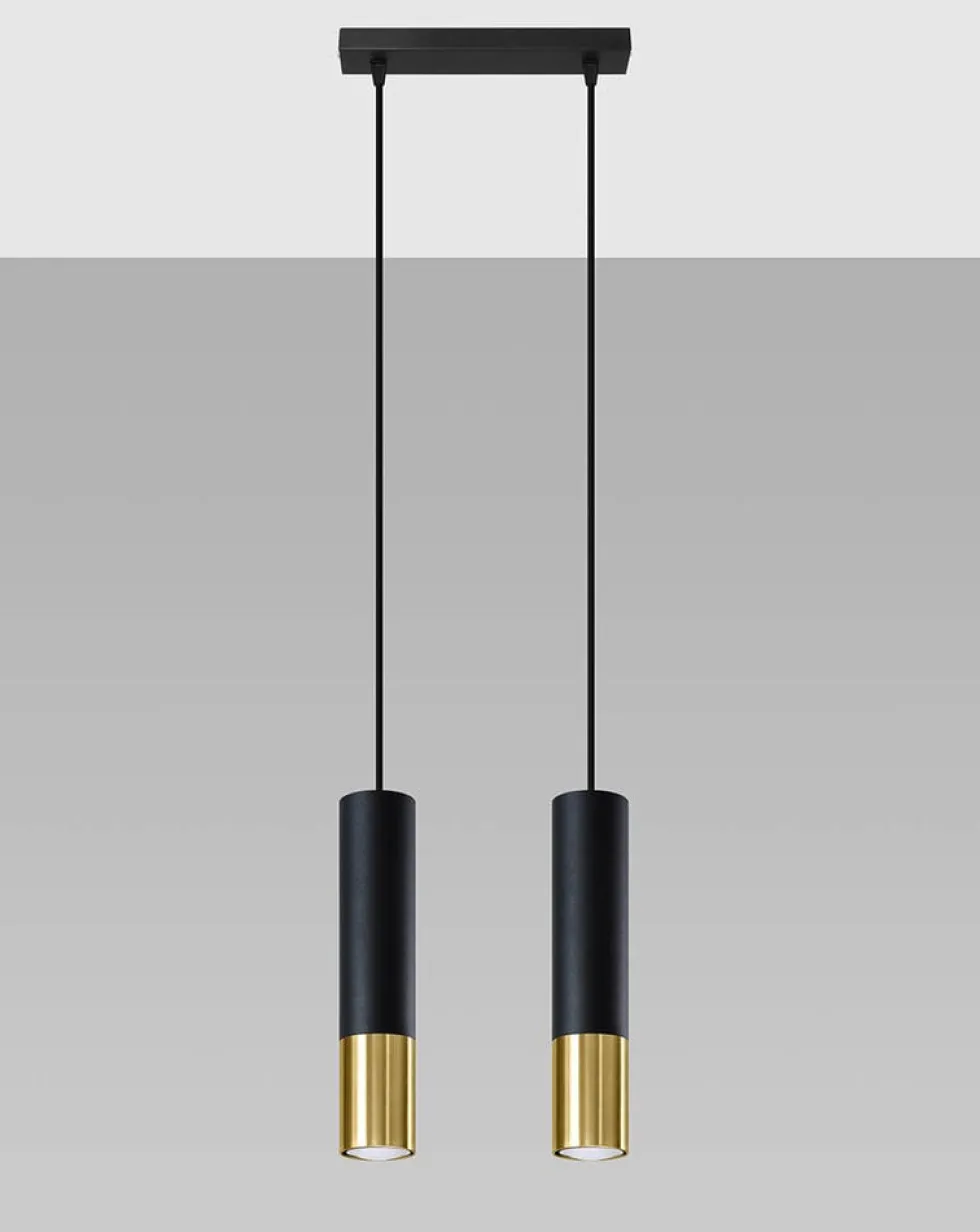 LED Hängeleuchte Schwarz Gold LOOPEZ - 2 x GU10 Fassung - exkl. LED's