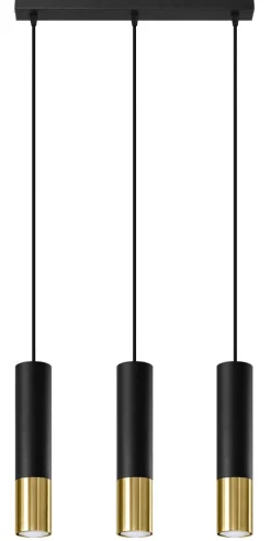 LED Hängeleuchte Schwarz Gold LOOPEZ - 3 x GU10 Fassung - exkl. LED's