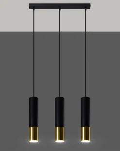 LED Hängeleuchte Schwarz Gold LOOPEZ - 3 x GU10 Fassung - exkl. LED's