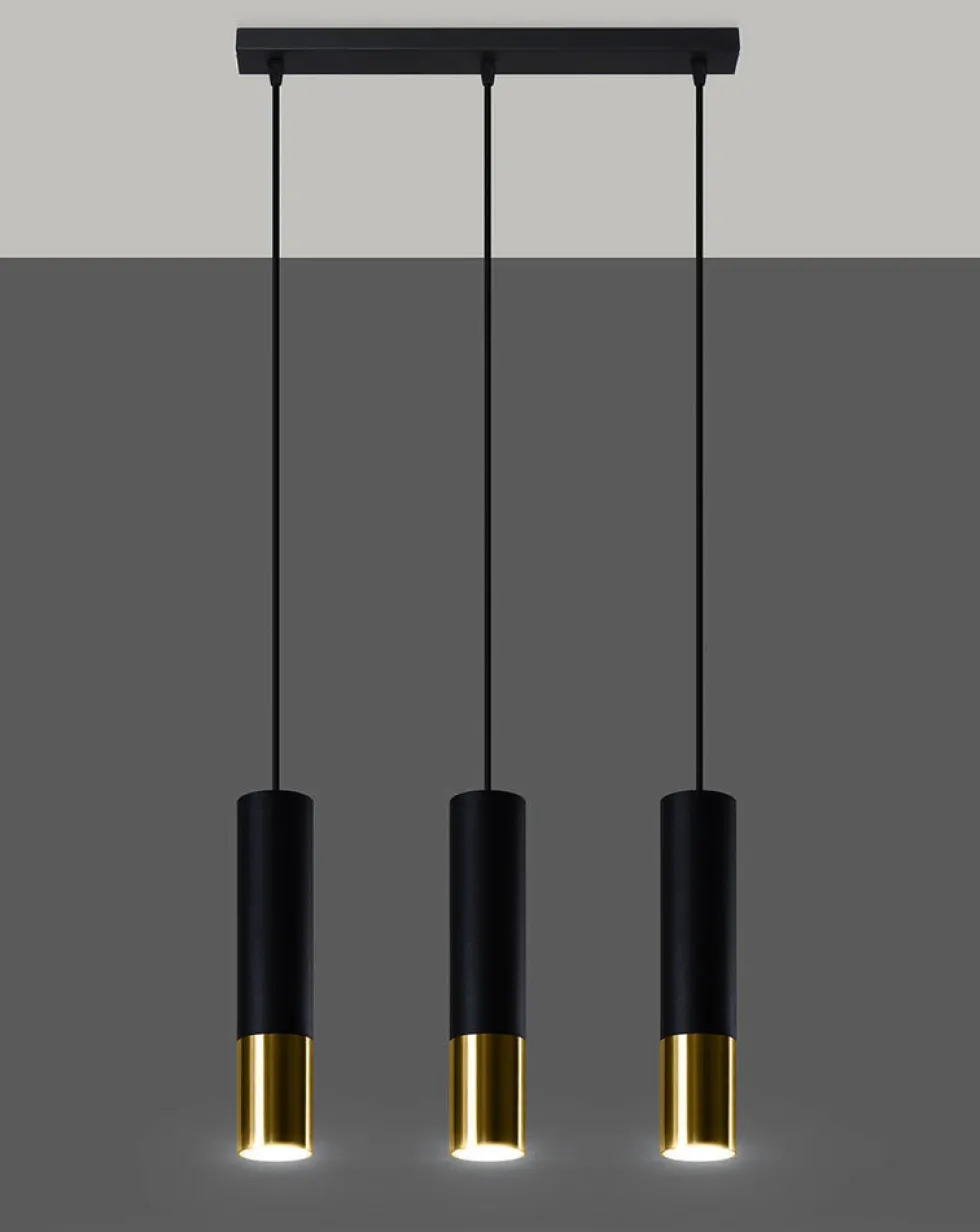 LED Hängeleuchte Schwarz Gold LOOPEZ - 3 x GU10 Fassung - exkl. LED's
