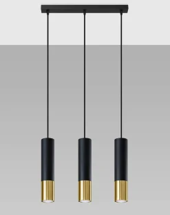 LED Hängeleuchte Schwarz Gold LOOPEZ - 3 x GU10 Fassung - exkl. LED's
