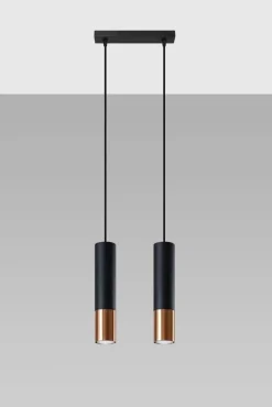 LED Hängeleuchte Schwarz Kupfer LOOPEZ - 2 x GU10 Fassung - exkl. LED's