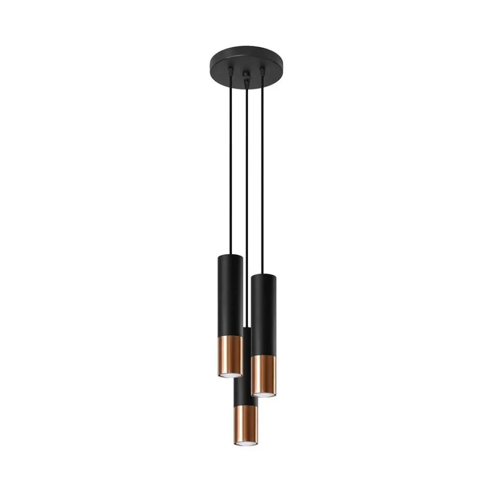 LED Hängeleuchte Schwarz Kupfer LOOPEZ - 3 x GU10 Fassung - exkl. LED's