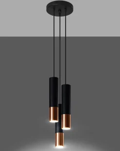 LED Hängeleuchte Schwarz Kupfer LOOPEZ - 3 x GU10 Fassung - exkl. LED's