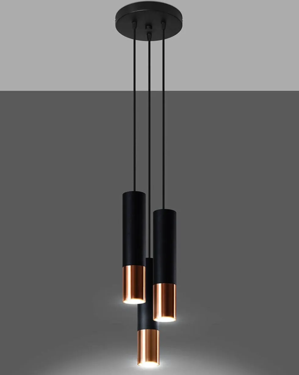 LED Hängeleuchte Schwarz Kupfer LOOPEZ - 3 x GU10 Fassung - exkl. LED's