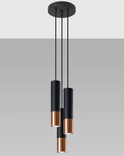 LED Hängeleuchte Schwarz Kupfer LOOPEZ - 3 x GU10 Fassung - exkl. LED's