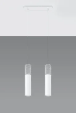 LED Hängeleuchte Weiß Beton BORGIO - 2 x GU10 Fassung - exkl. LED's