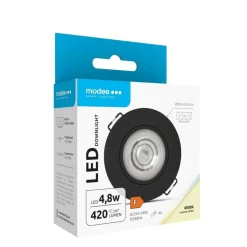 LED inbouwspot Zwart- 4,8W - 420lm - 4000K - Kantelbaar - Niet Dimbaar - D80xH32mm