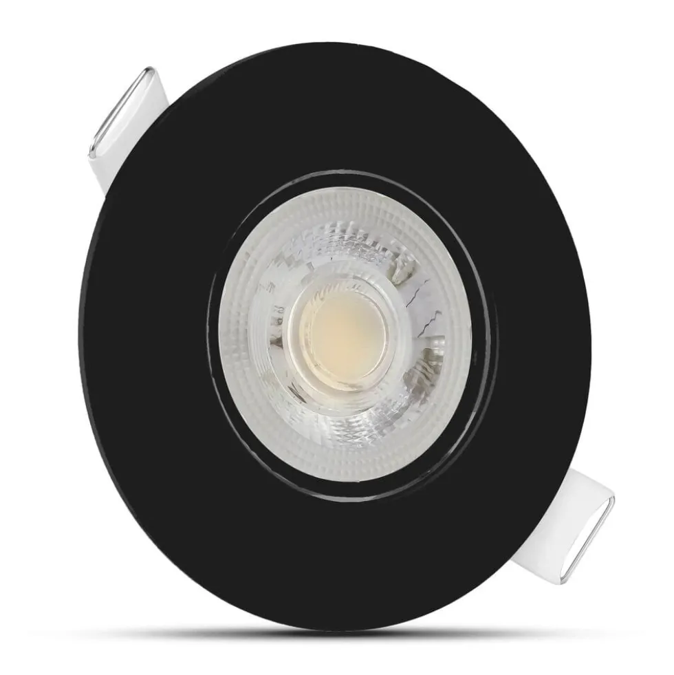 LED inbouwspot Zwart- 4,9W vervangt 41W - 480lm - 4000K - Kantelbaar - Niet Dimbaar - D90xH22mm