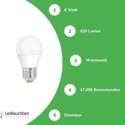 LED Lampe dimmbar - E27 Sockel - 5W entspricht 45W - Warmweiß 3000K