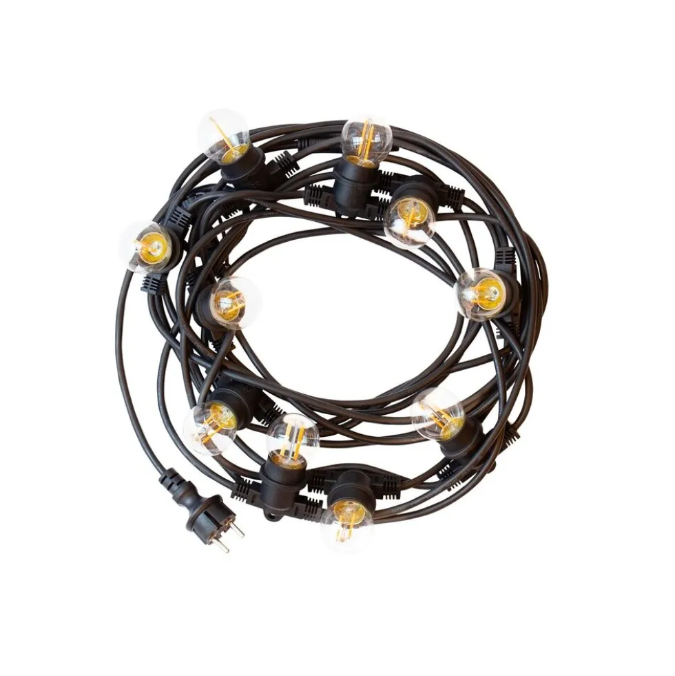 LED Lichterkette 20m (2x10m) - Inkl. 20x LED Lampe G45 - 1W - 3000K