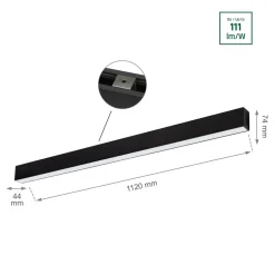 LED Linear Design Pendelleuchte Schwarz - 112cm - 36W - 4000K Neutralweiß