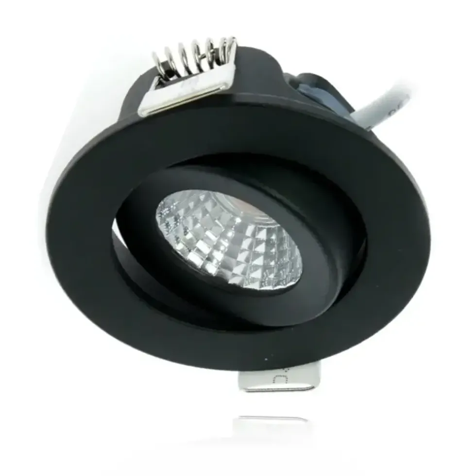 LED-Mini-Einbaustrahler IP65 – Schwarz 62 mm – 5 W 450 lm – 2700 K 827 Warmweiß | Einbaudurchmesser 52 mm – Triac dimmbar | 230V