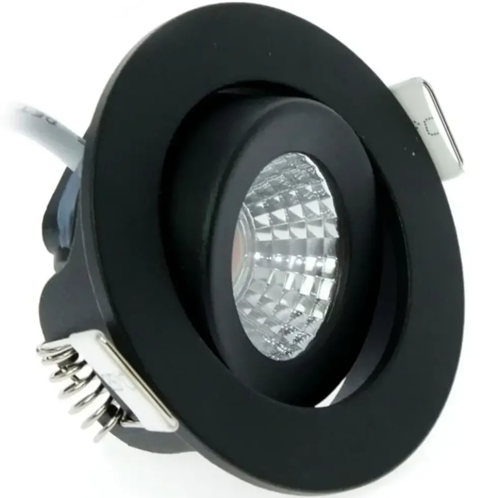 LED-Mini-Einbaustrahler IP65 – Schwarz 62 mm – 5 W 450 lm – 2700 K 827 Warmweiß | Einbaudurchmesser 52 mm – Triac dimmbar | 230V