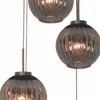 LED Pendelleuchte Zucca mit 5 Lichtern rund Schwarz / Rauchglas