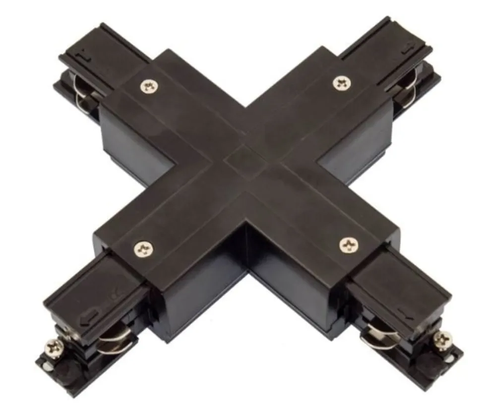 LED 3-Phasen Schienenverbinder Schwarz Zubehör | X-Kreuzverbindung - 3-Phasen Universal 230V