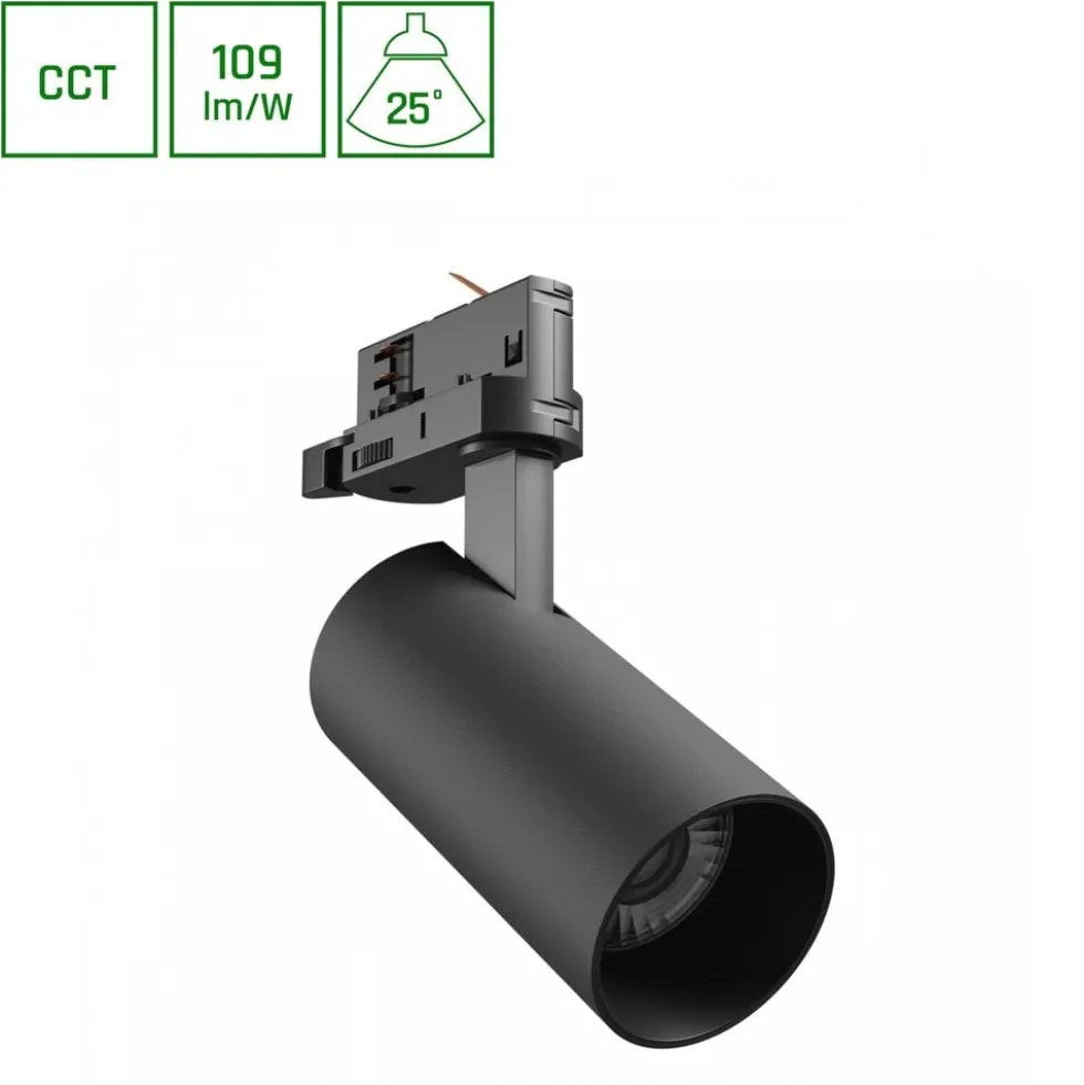LED 3-Phasen Stromschienenstrahler Andromeda Prime Tracklight 3CCT - 16W Schwarz 25°