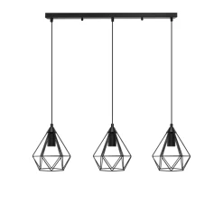 LED Retro Pendelleuchte Schwarz 3xE27 - 110cm Hoch