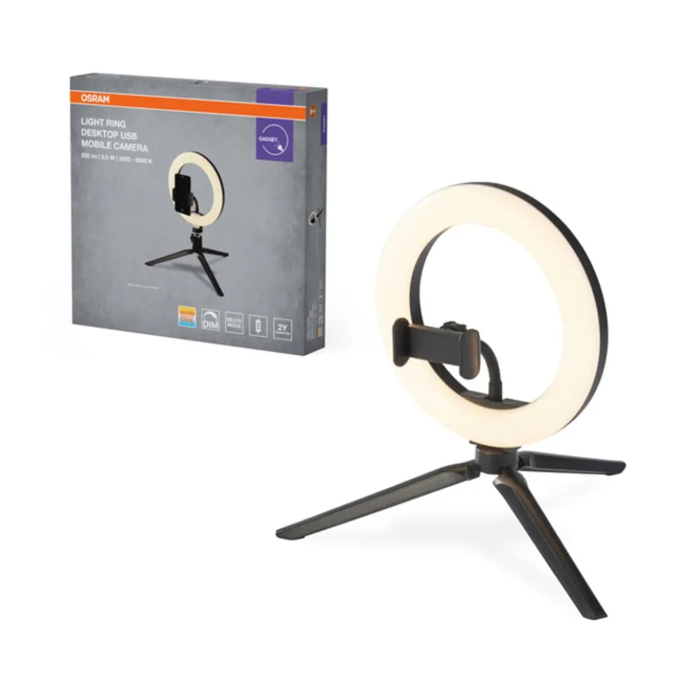 LED-Ringlicht mit Stativ - 190 mm USB-Anschluss dimmbar 10W | 3000–5800 K - 400–500 lm