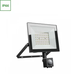 Led-Scheinwerfer Aluminium Schwarz 50W 4300lm 100D - 840 Kaltweiß | IP44 - Bewegungs- Und Lichtsensor - Symmetrisch