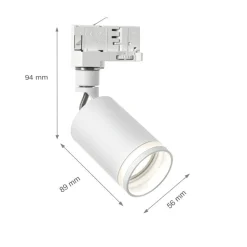 LED Schienenstrahler Mini Weiß mit opalem Ring - 3-Phase universal - GU10 Fassung