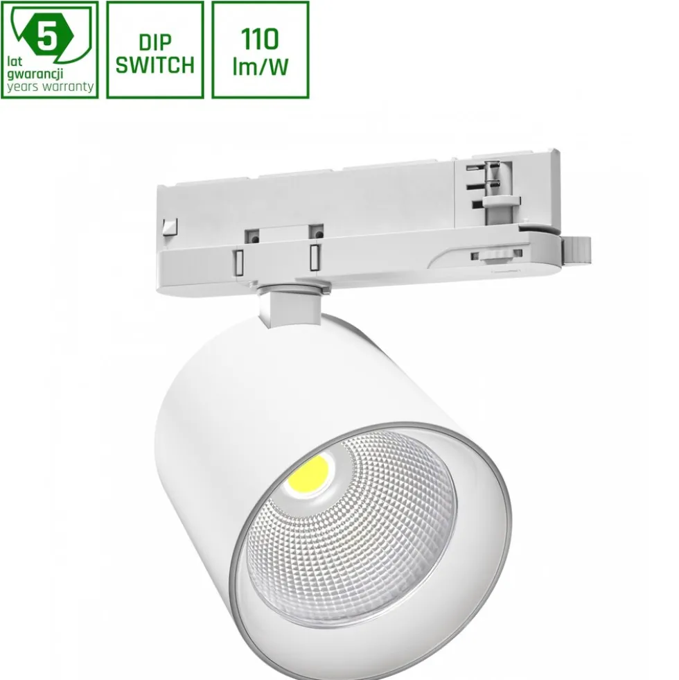 LED Schienenstrahler 3-Phasen - Weiss - 32W-40W - 3200-3800Lm - Multi Lumen Switch | 3000K 930 Warmweiß - 5 Jahre Garantie
