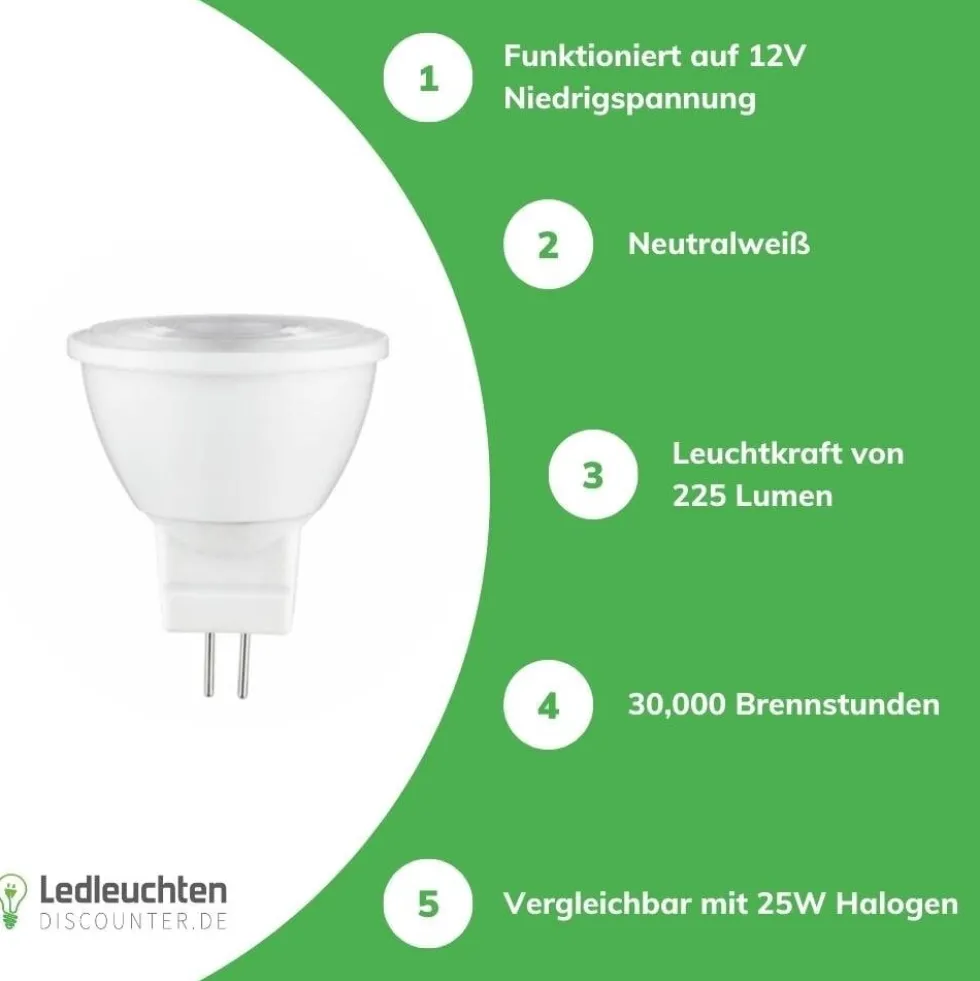 LED Spot Ø35mm GU4 - MR11 LED - 3W entspricht 25W - 4000K Neutralweiß