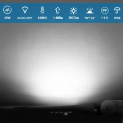 LED Straßenlaterne IP65 - 30W 2550 Lumen - 6500K Tageslichtweiß