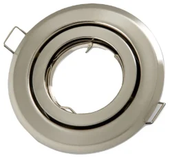 LED Strahler Einbaurahmen Satin Nickel rund - schwenkbar - Sägegr. 74mm - Außengr. 97mm