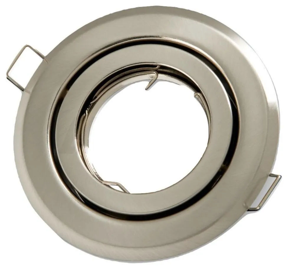 LED Strahler Einbaurahmen Satin Nickel rund - schwenkbar - Sägegr. 74mm - Außengr. 97mm