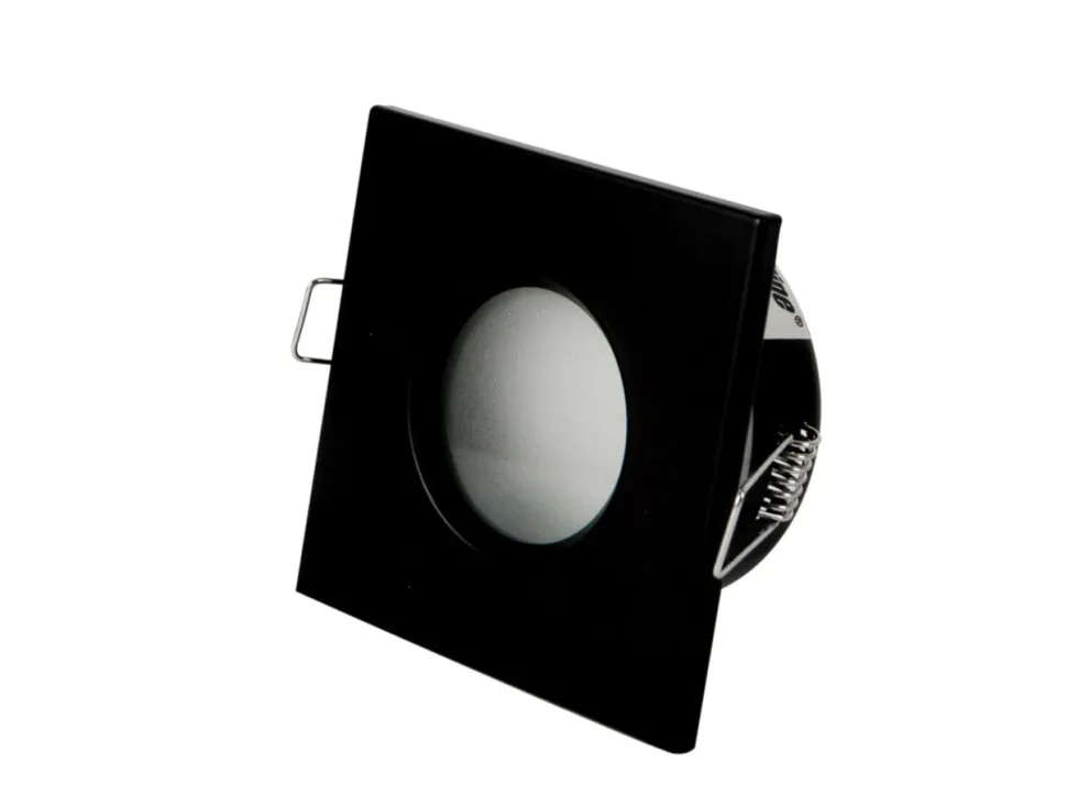 LED Strahler Einbaurahmen Schwarz viereckig - Badezimmer IP44 - Sägegröße 73mm - Außengröße 84mm