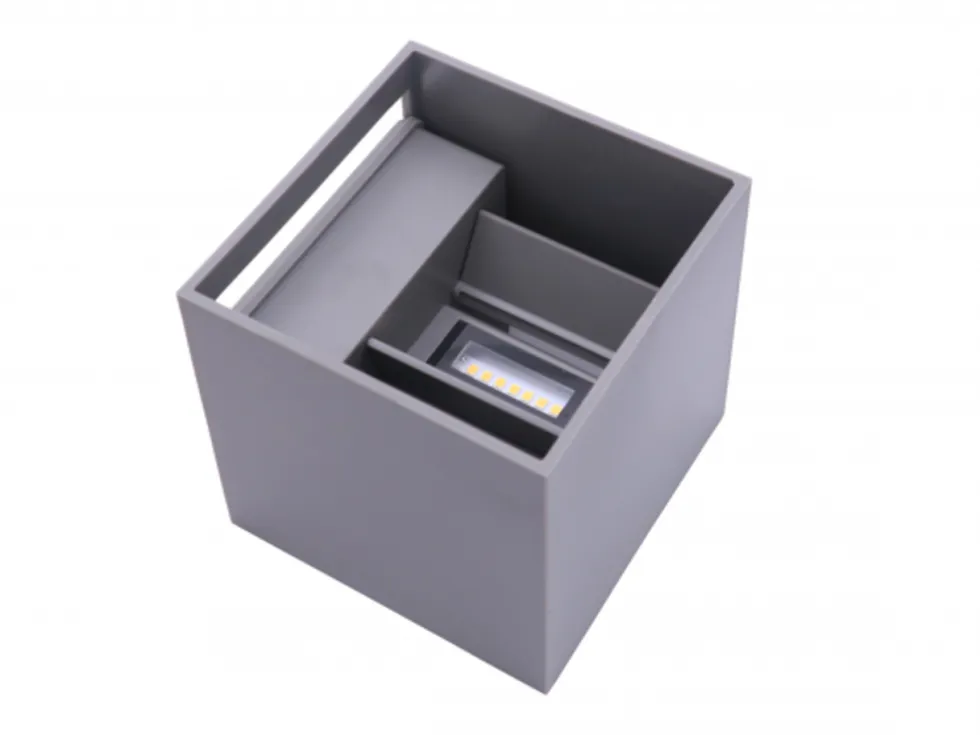 LED Wandleuchte Grau IP54 - 2x3W - Lichtfarbe optional - Abstrahlwinkel anpassbar