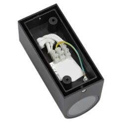 LED Wandleuchte halbrund Anthrazit - GU10 Fassung - IP44 - geeignet für 2 GU10 Spots