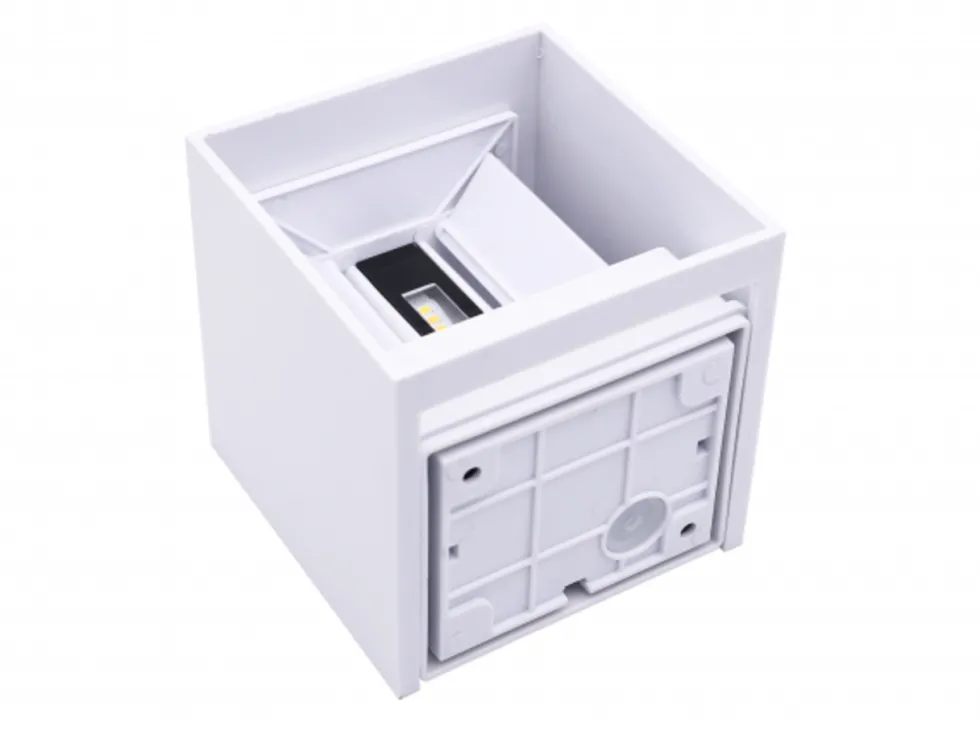 LED Wandleuchte IP54 - 100MM Cubus Weiß - 6W 450Lm - Up and Down light - Abstrahlwinkel anpassbar - Lichtfarbe optional