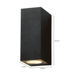 LED Wandleuchte Schw. - GU10 Fassung - IP22 - geeignet für 2 GU10 Spots - exkl. LED Spot